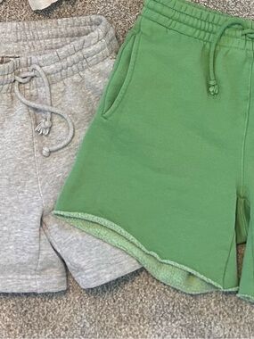 TNA Cozy Boyfriend Joggers in Light Gray & Green
